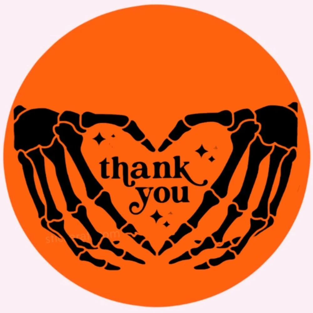 skeleton Heart Hands Envelope Seal, Halloween stickersThank You Envelope Seals